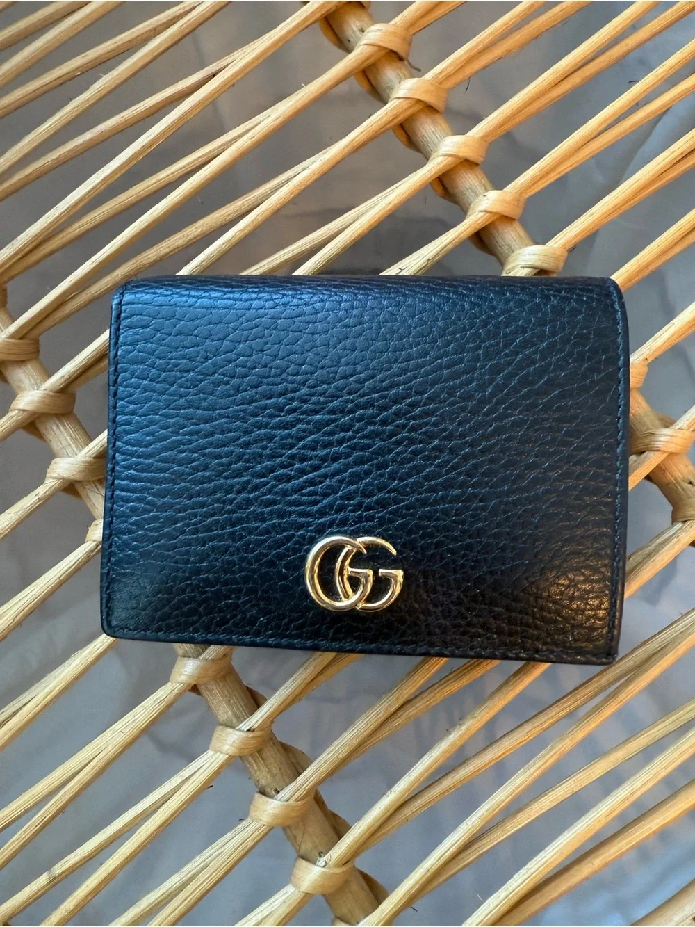 Gucci Black Leather GG Marmont Small Card Holder Wallet